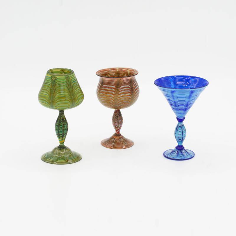 3 mini glass goblets set